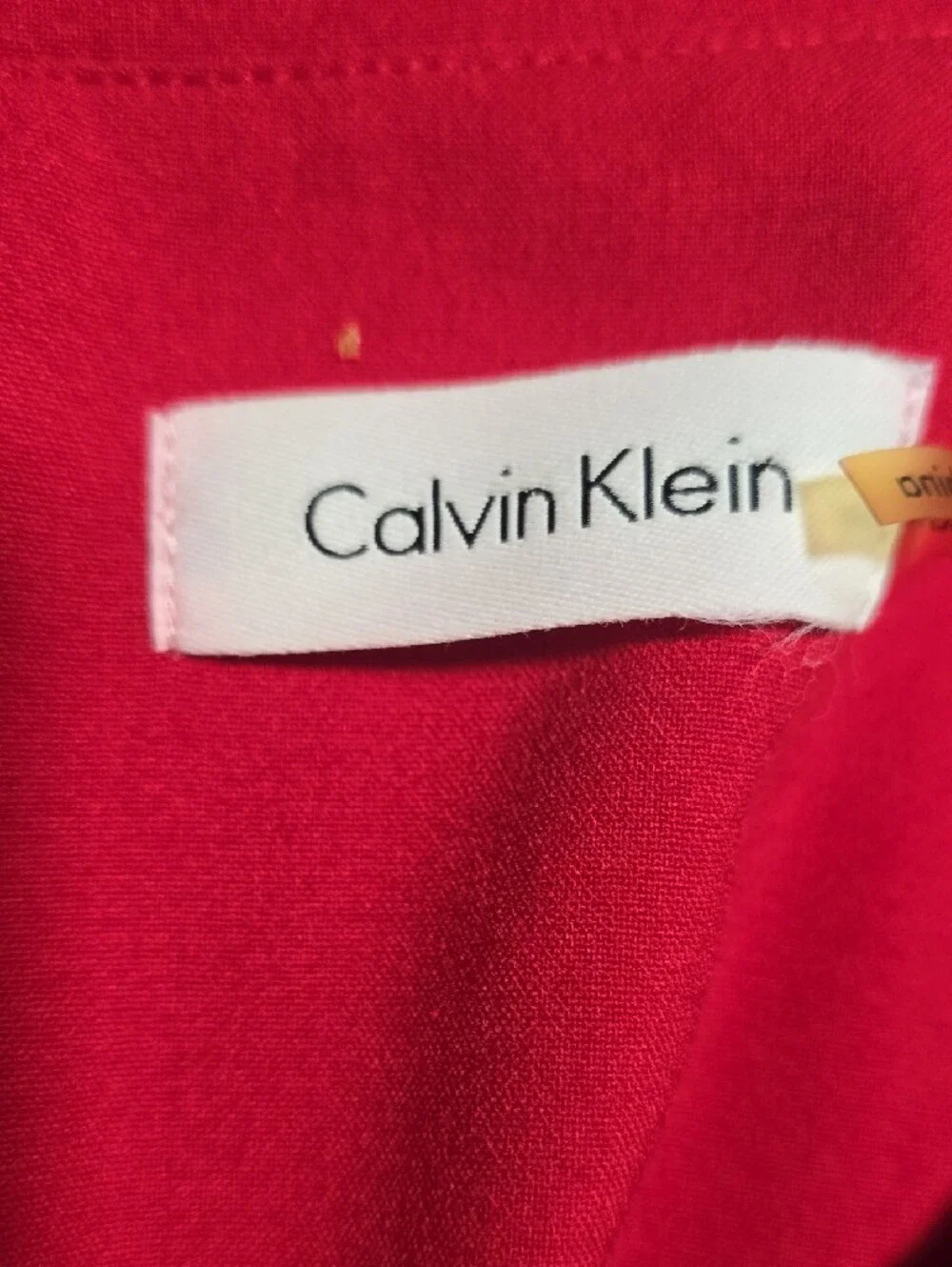 Calvin Klein Red Sleeveless Midi Dress with Asymmetric Ruffle - Picture 5 of 5